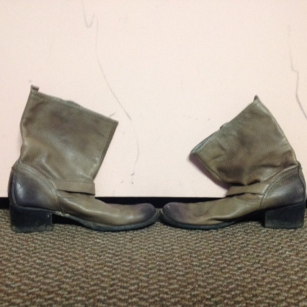 Gray heeled boots